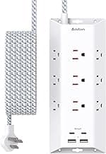 Surge Protector Power Strip, Addtam 5 ft Flat Plug Extension Cord with 4 USB Wall Charger(2 USB C Port), 9 Widely Outlets Desk Charging Station, Home Office and College Dorm Room Essentials