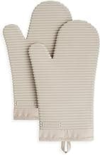 KitchenAid Ribbed Soft Silicone Oven Mitt Set, 7"x13", Milkshake 2 Count