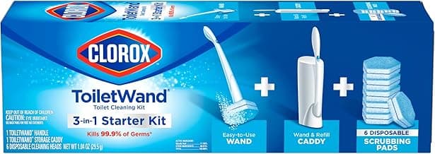 Clorox Original Cleaning System, ToiletWand, Storage Caddy, 6 Refill Heads (Package May Vary)