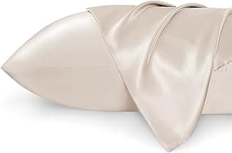 Bedsure Satin Pillowcase for Hair and Skin Queen -Beige Silky 20x30 Inches - Set of 2 with Envelope Closure, Similar to Silk , Gifts for Women Men