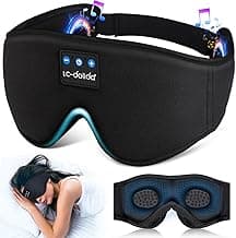 LC-dolida Sleep Headphones, 3D Sleep Mask Bluetooth Wireless Music Eye Mask, Sleeping Headphones for Side Sleepers Sleep Mask with Bluetooth Headphones Ultra-Thin Stereo Speakers Perfect for Sleeping